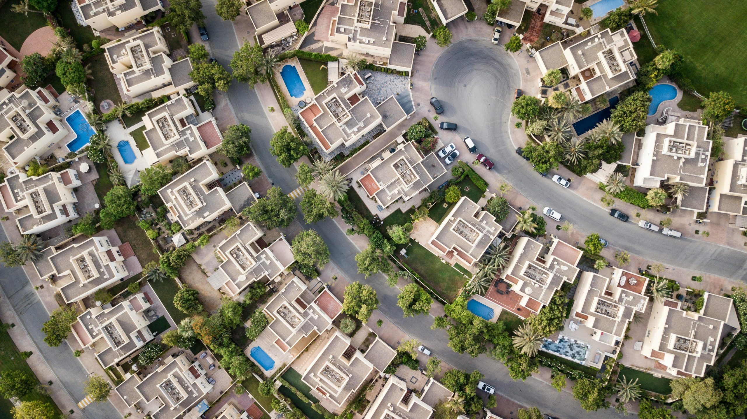 american neighbourhood from a skyview